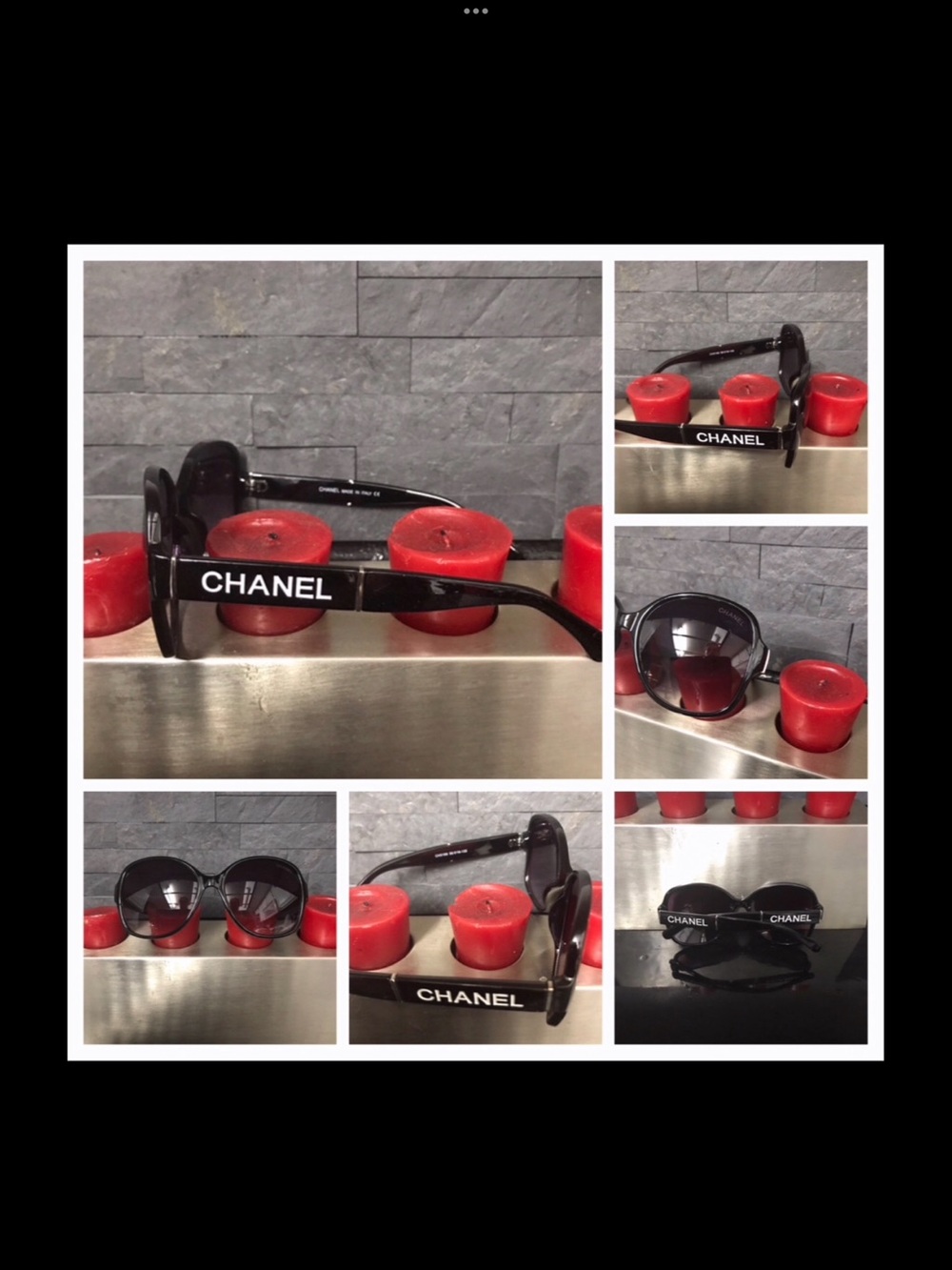 CHANEL Black Gloss Logo Oversized Sunglasses